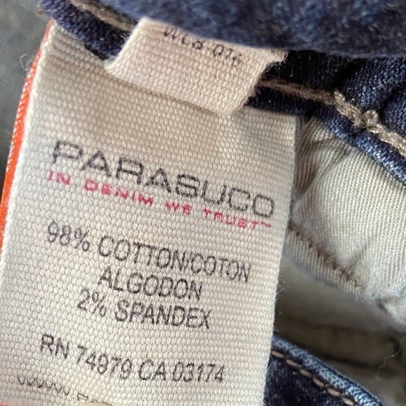 PARASUCO jeans dark blue sequins ripped bottoms size 29 skinny low rise stretchy - Picture 6 of 14